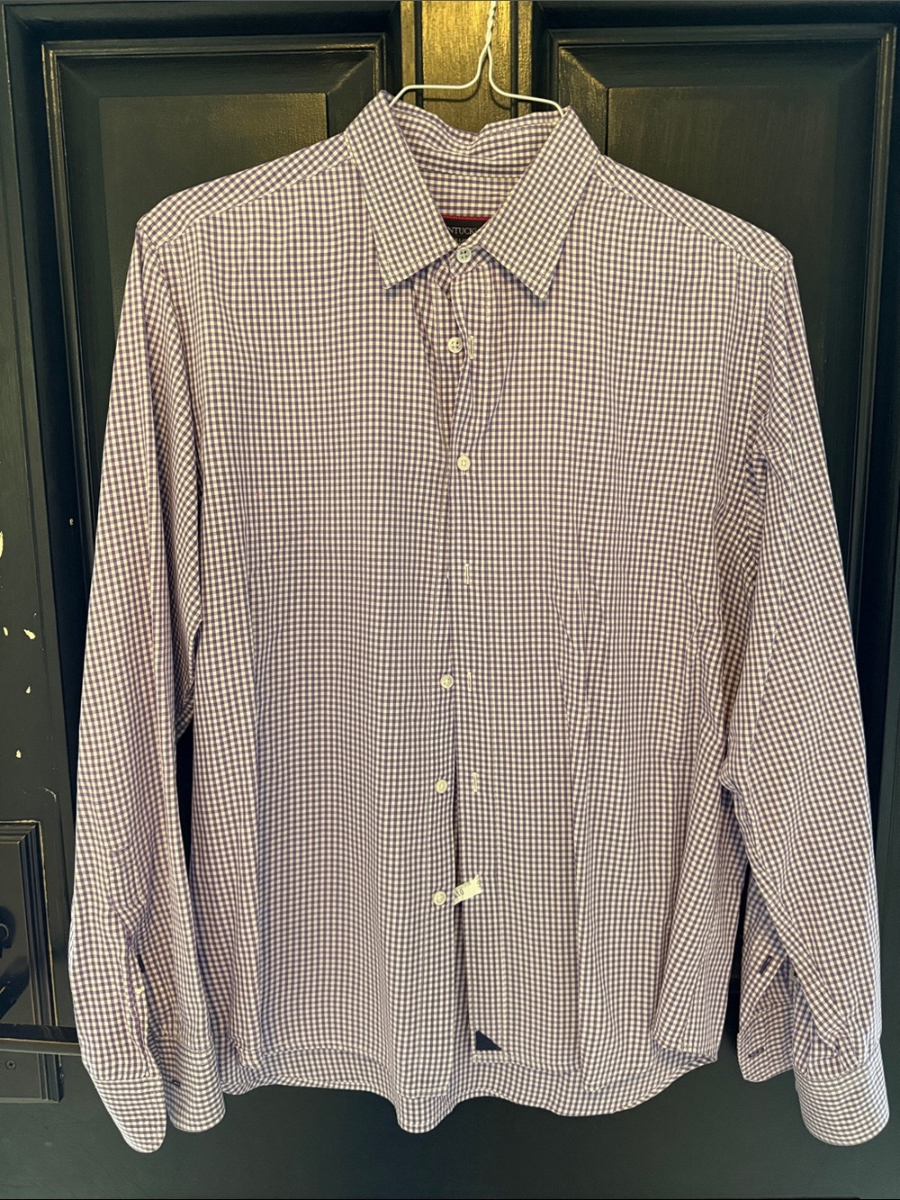 Men's Untuckit purple Gingham Dress Shirt - Tailored